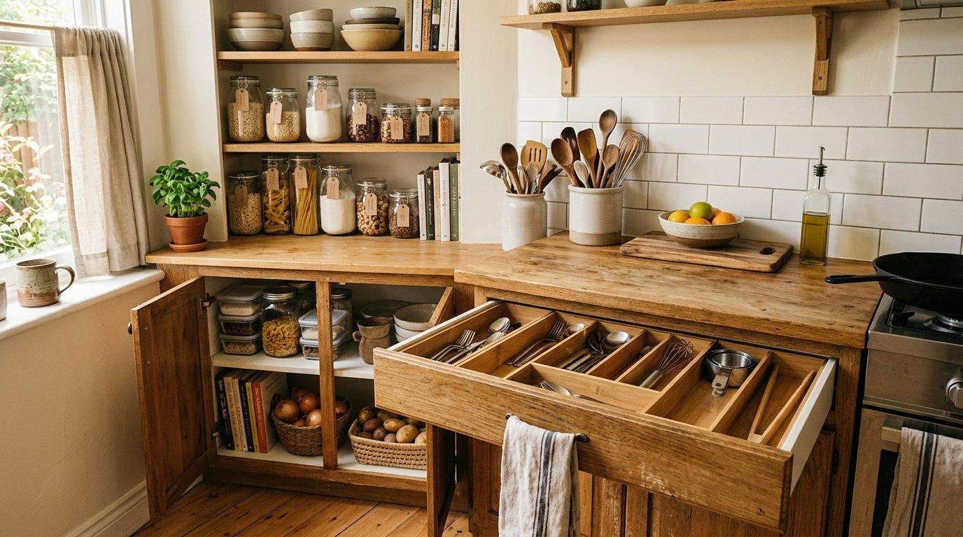 10 Simple Kitchen Organization Ideas That Save Space organized kitchen with practical utensils